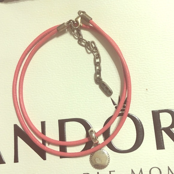 Pandora Pink Cord Necklace w/silver hardware - Picture 1 of 7